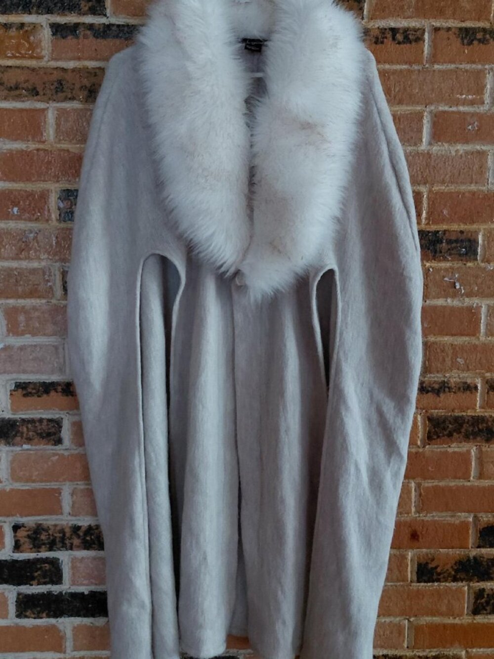 Cejon Beige Full Length Vest with Faux Fur Collar